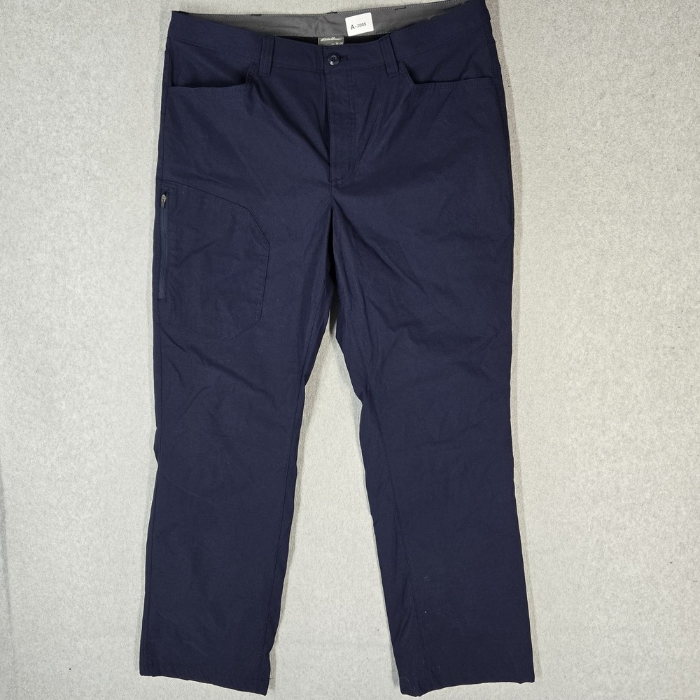 Eddie Bauer Men Pants 36X32 Navy Blue Nylon Fleece Lined Cargo Tech Pant Hiking